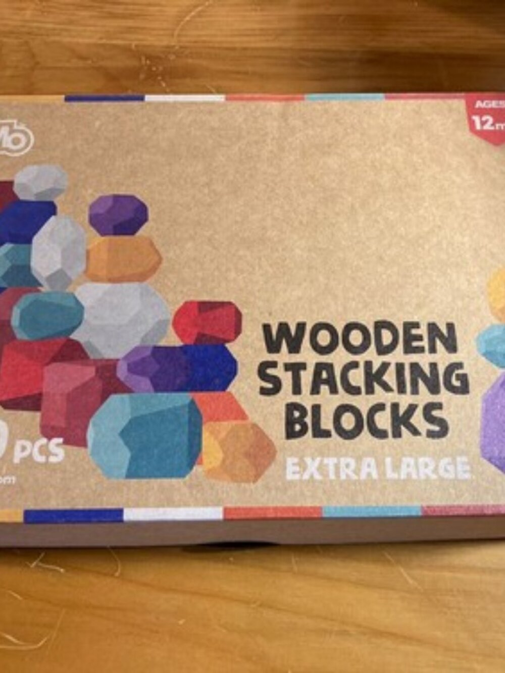 BUNMO Wooden Stacking Colored Blocks 40pcs Montessori Toys 1 + Year Old Sensory